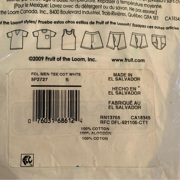 Fruit Of The Loom 9 White Cotton Tagless Crew Neck T-Shirts Size S 34-36 2009 - Picture 5 of 8